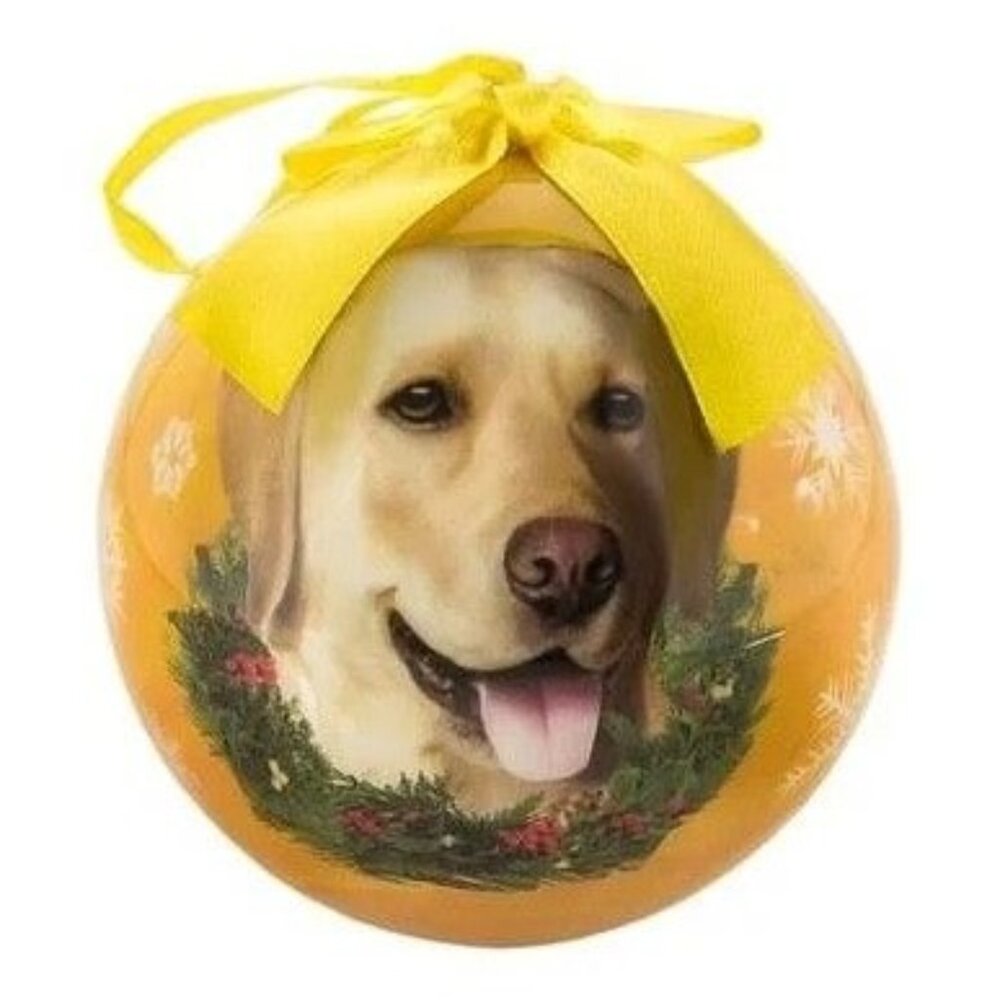 ES Pets Dog Lovers Unbreakable Ball New Yellow Labrador Christmas Ornament
